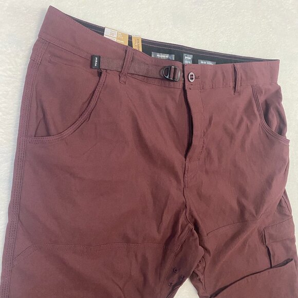 NWT Prana Stretch Zion Slim II Maroon Cargo Hiking Pants Men 40 X 33 Relaxed Fit - Picture 1 of 12